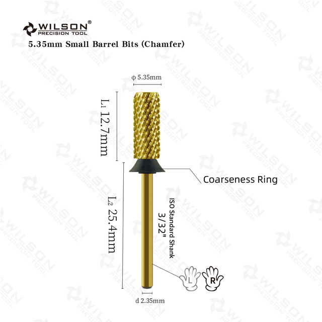 WILSON Small Barrel Bits Chamfer-Nail drill bits Remove gel carbide Manicure tool nails accessories Hot sale